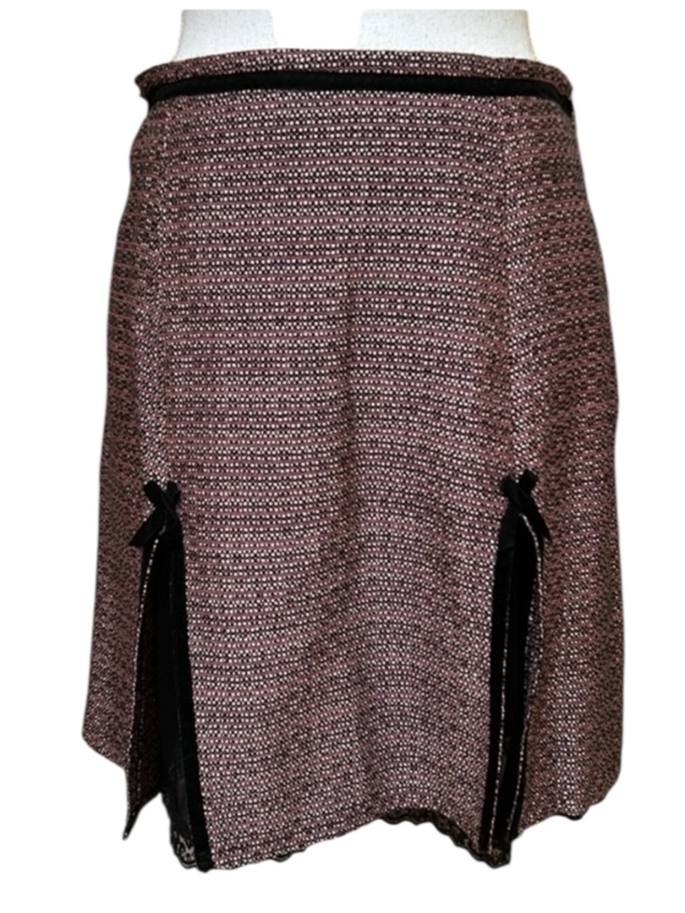 Vintage First Option Brand Y2K Pink & Black Tweed Like Design Mid Skirt NWT 12